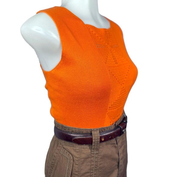 Vintage Pierre Cardin Tangerine Knit Top Sleeveles - Picture 1 of 10